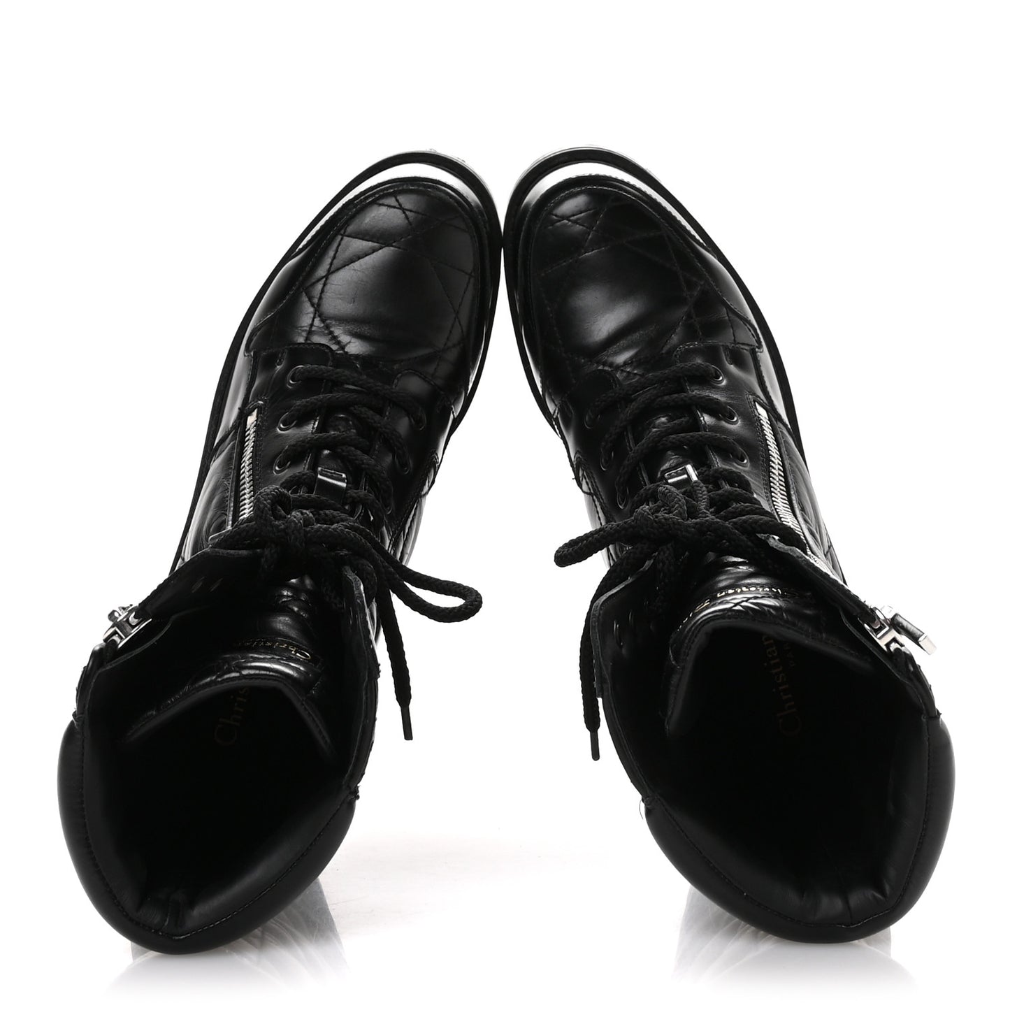 Calfskin Cannage D-Leader Ankle Boots 39.5 Black