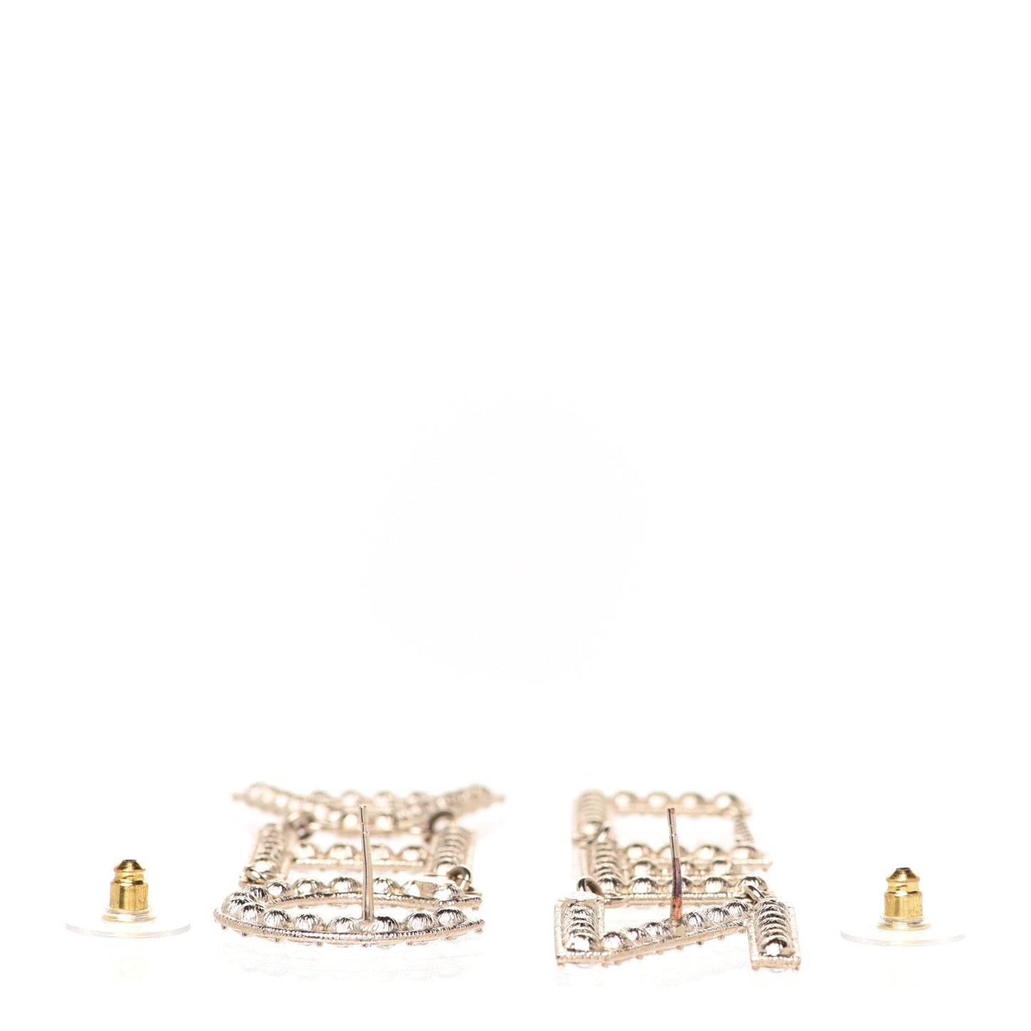 Crystal Cha-Nel Logo Drop Earrings Gold