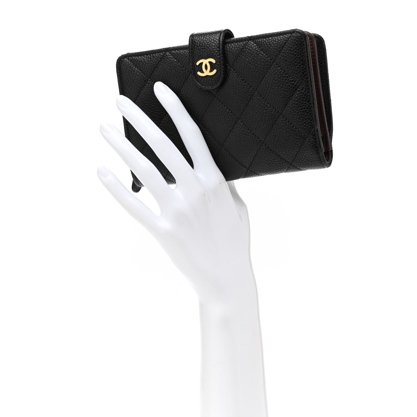 Caviar Quilted Zipped Pocket Wallet Black