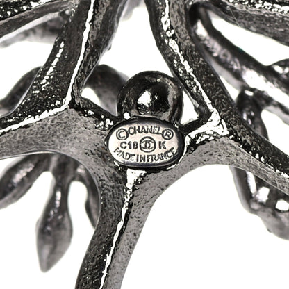Chanel Pearl Crystal CC Leaf Brooch Silver 3 of 3