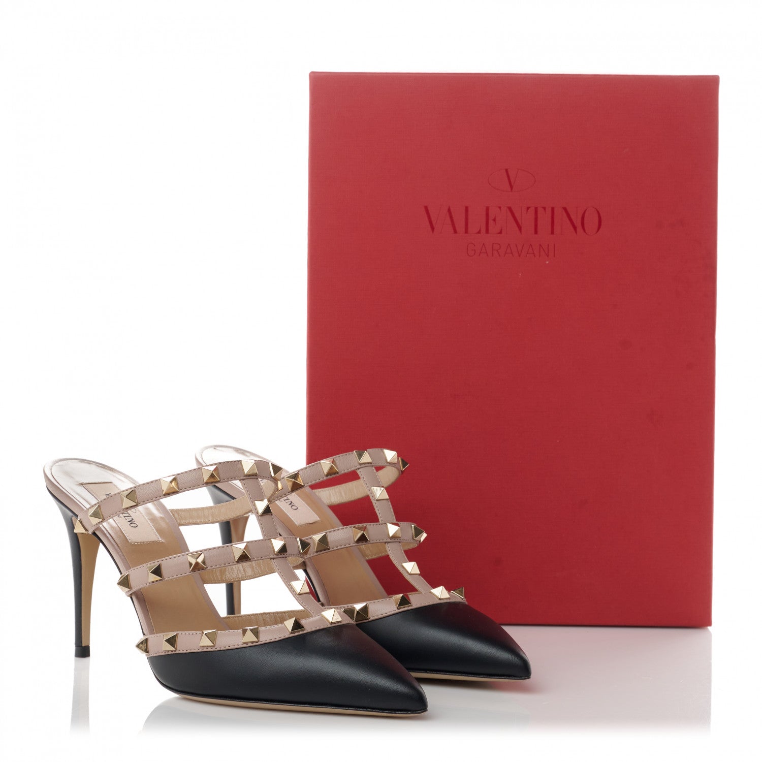 Valentino Garavani Nappa Rockstud 90mm Cage Mules 38 Black Poudre 9 of 9