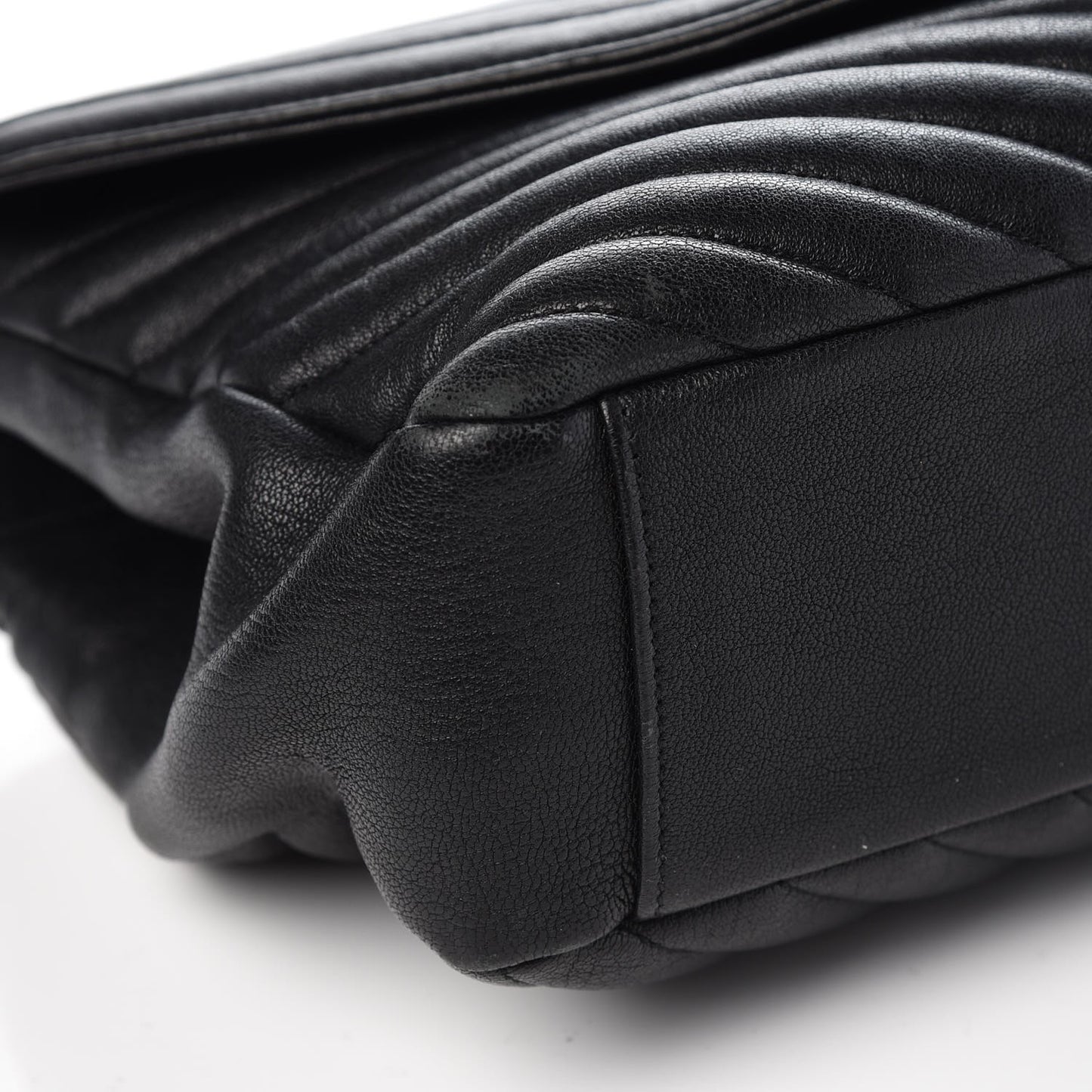 Sheepskin Matelasse Chevron Monogram Large College Satchel Black