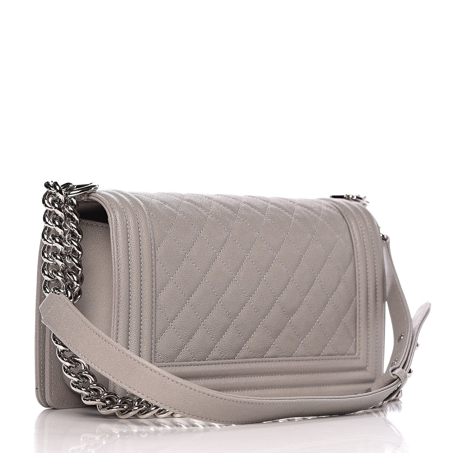 Caviar Quilted Medium Boy Flap Grey