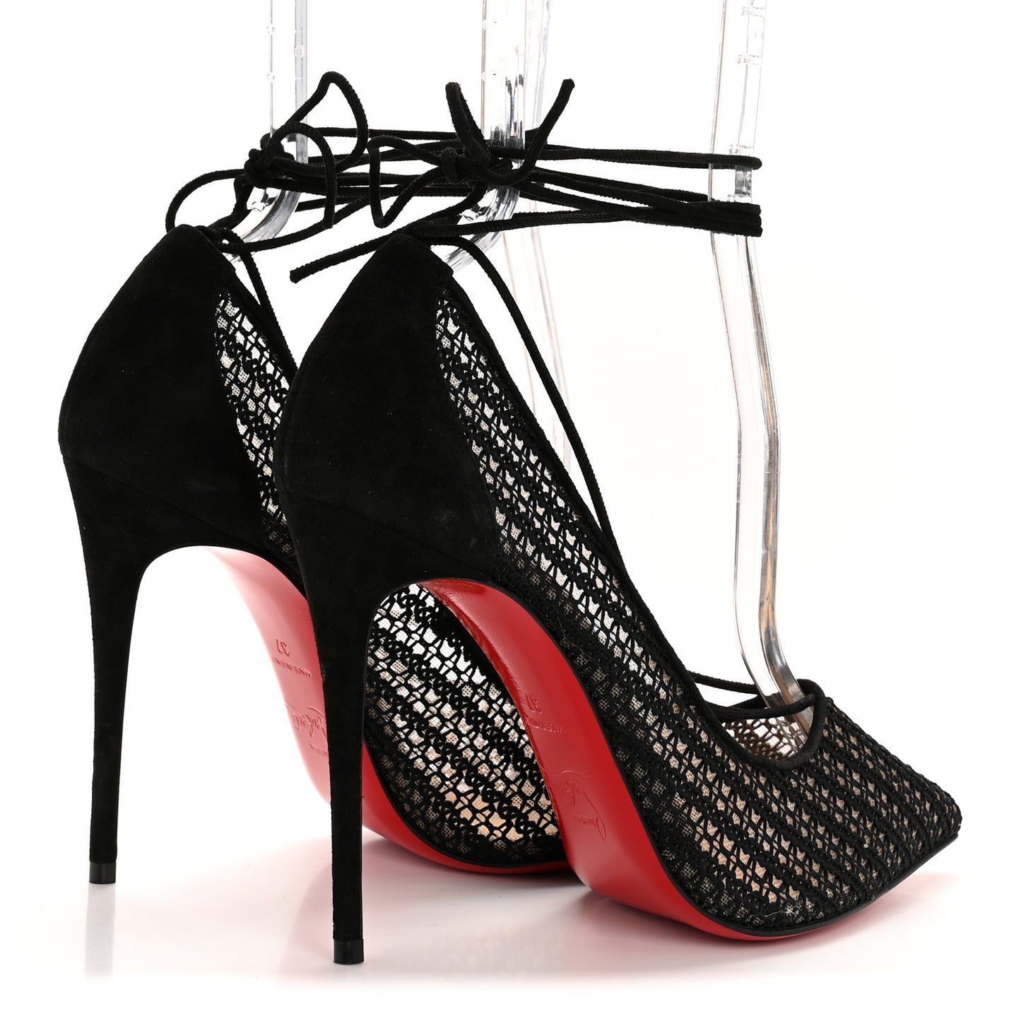 Rete Dentelle Chenette Peropik 100 Lace Up Pumps 37 Version Black