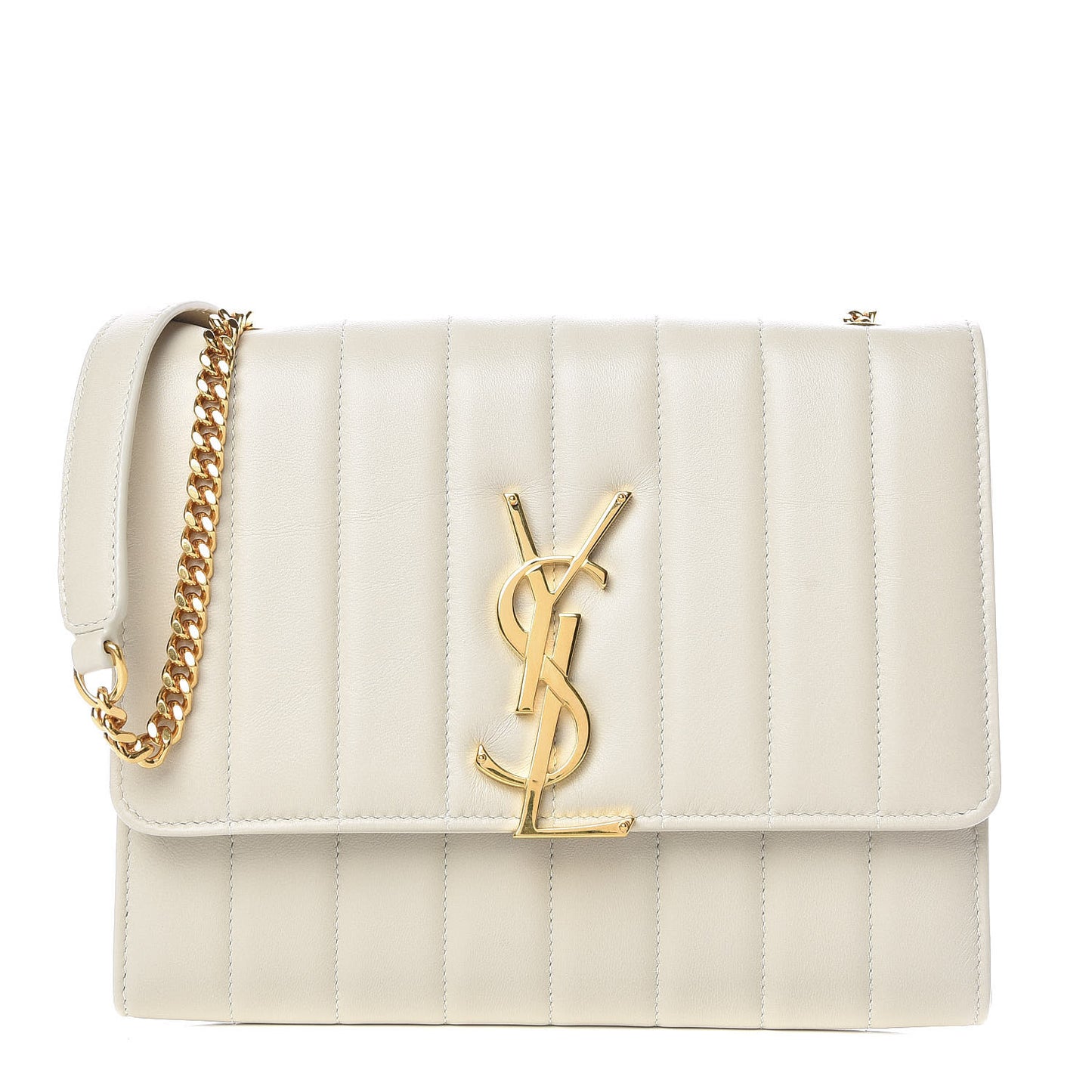 Lambskin Matelasse Monogram Vicky Chain Wallet Off White