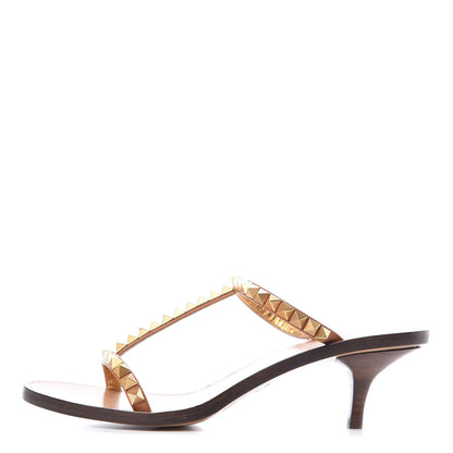 Valentino Garavani Calfskin Rockstud No Limit Sandals 36.5 Tan 1 of 7