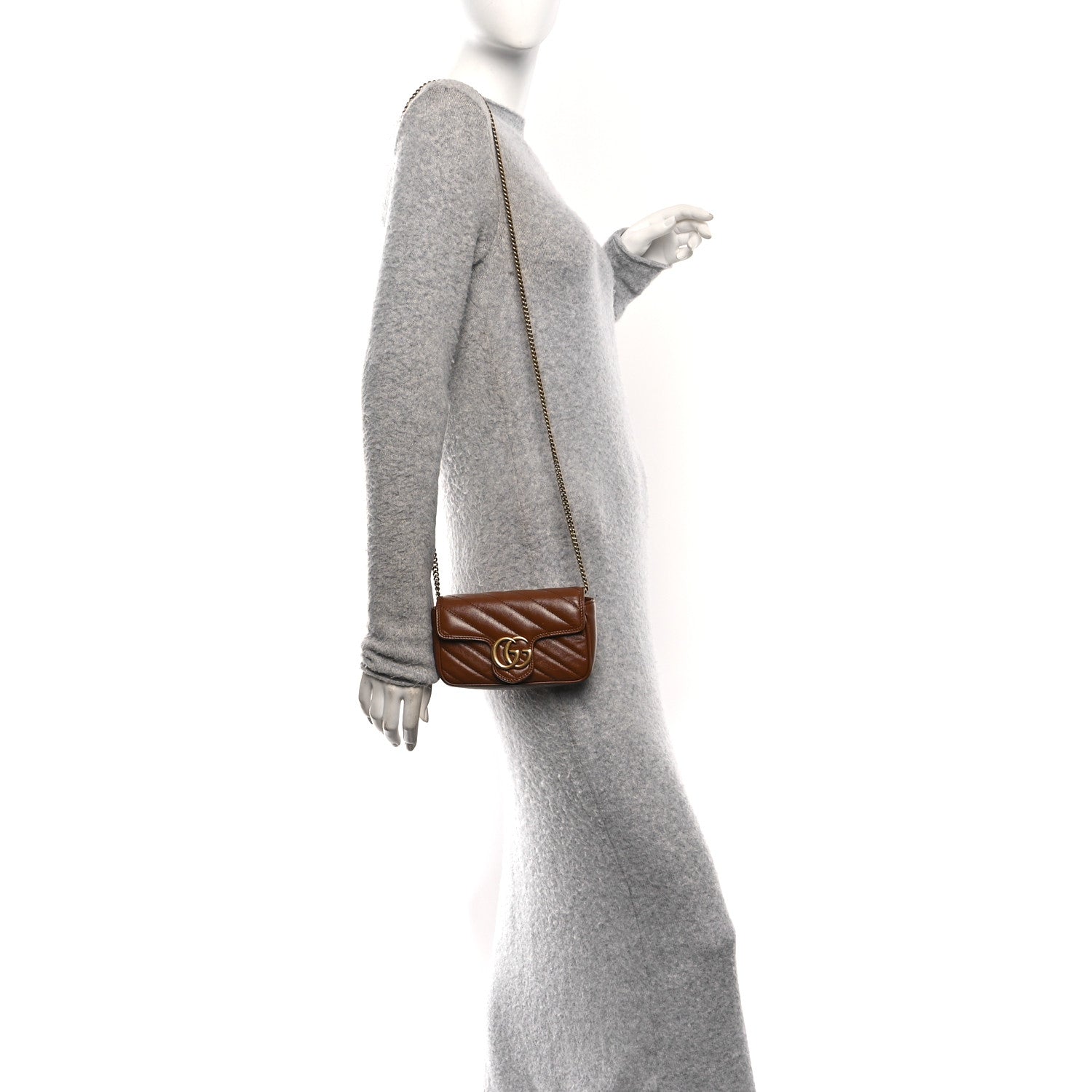 Gucci Azalea Calfskin Matelasse Diagonal Super Mini GG Marmont Shoulder Bag Cuir 2 of 11