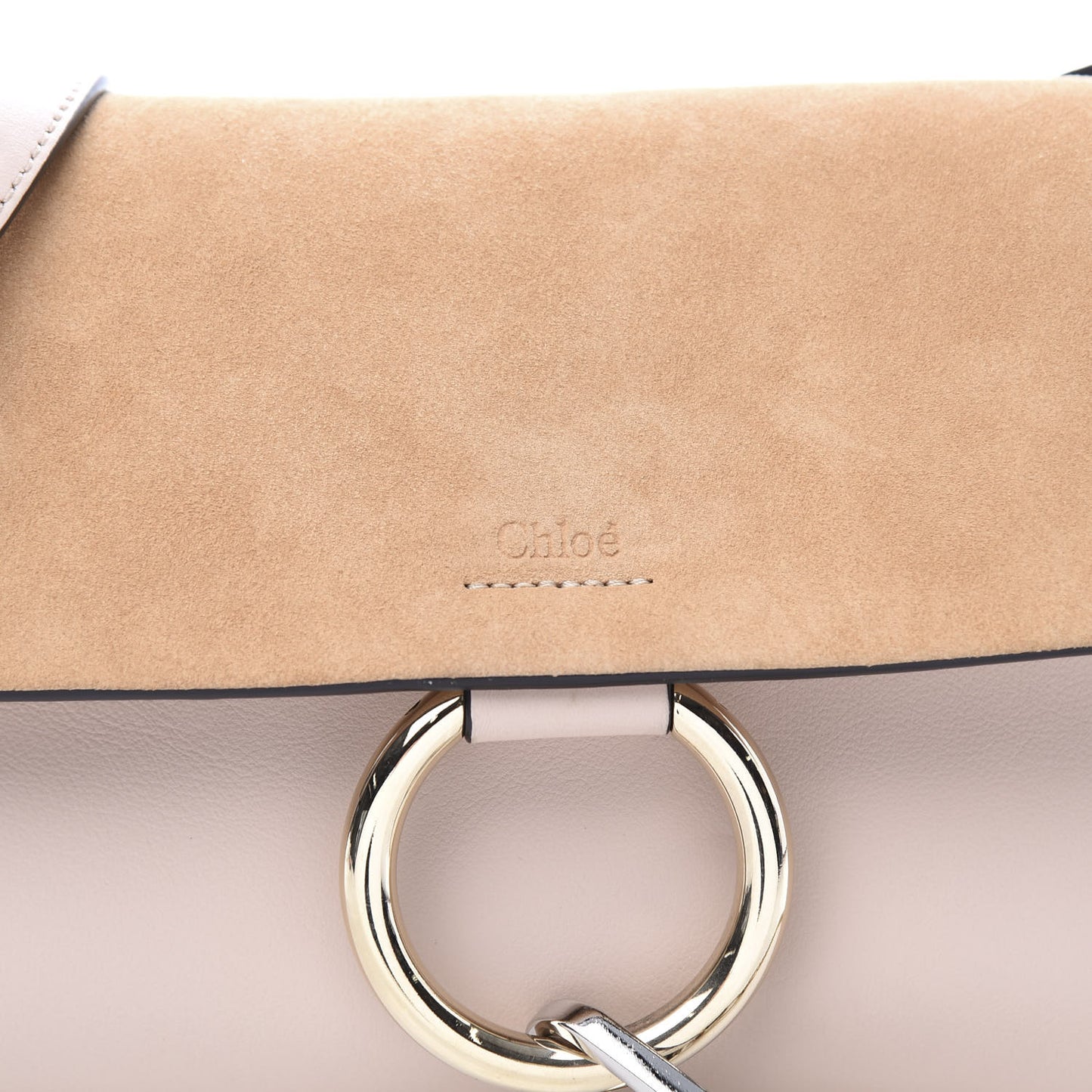 Suede Calfskin Small Faye Shoulder Bag Cement Pink