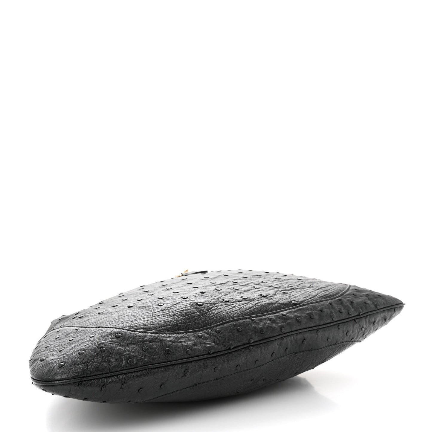 Ostrich Large Jackie Hobo Black