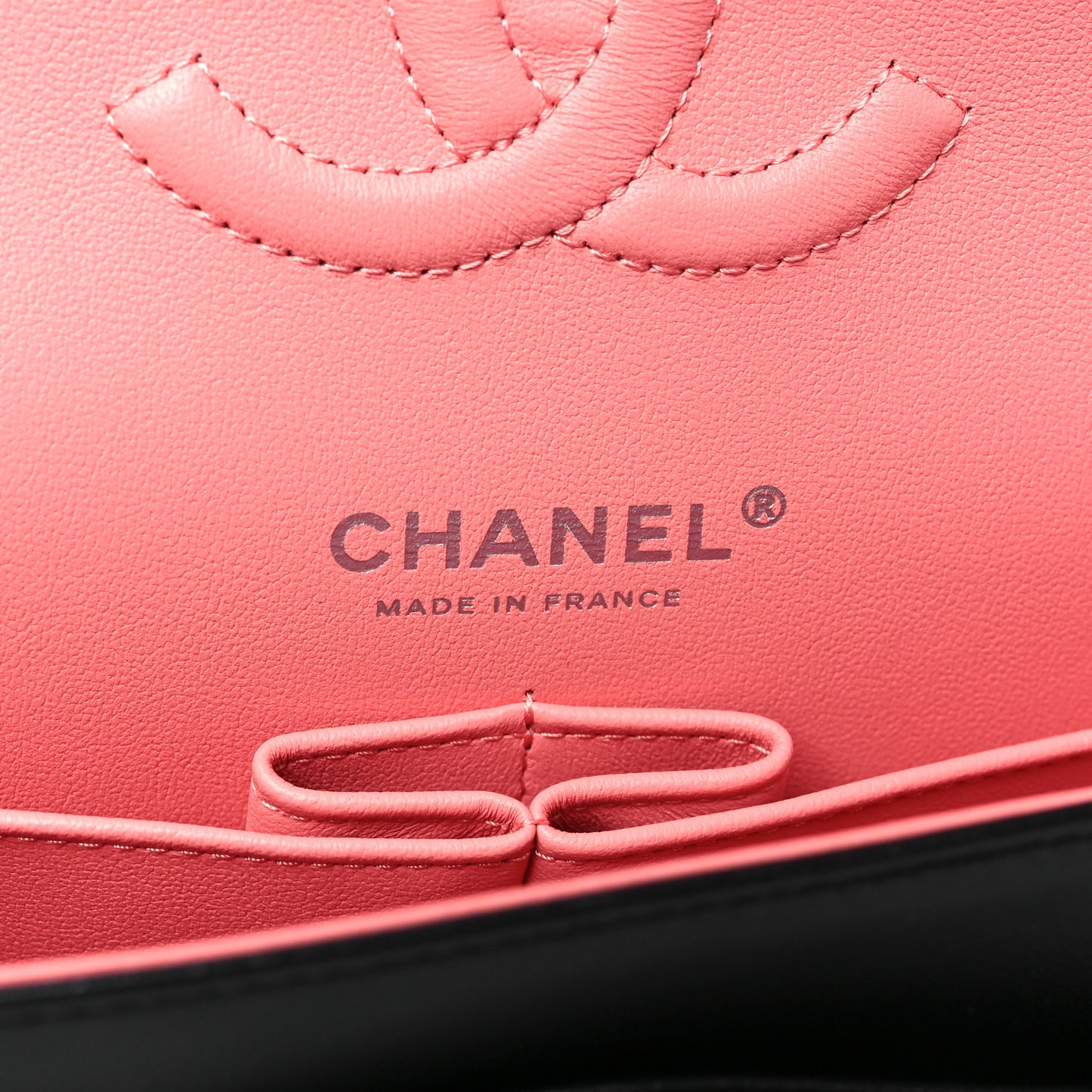 Lambskin Quilted Medium Double Flap Black Pink
