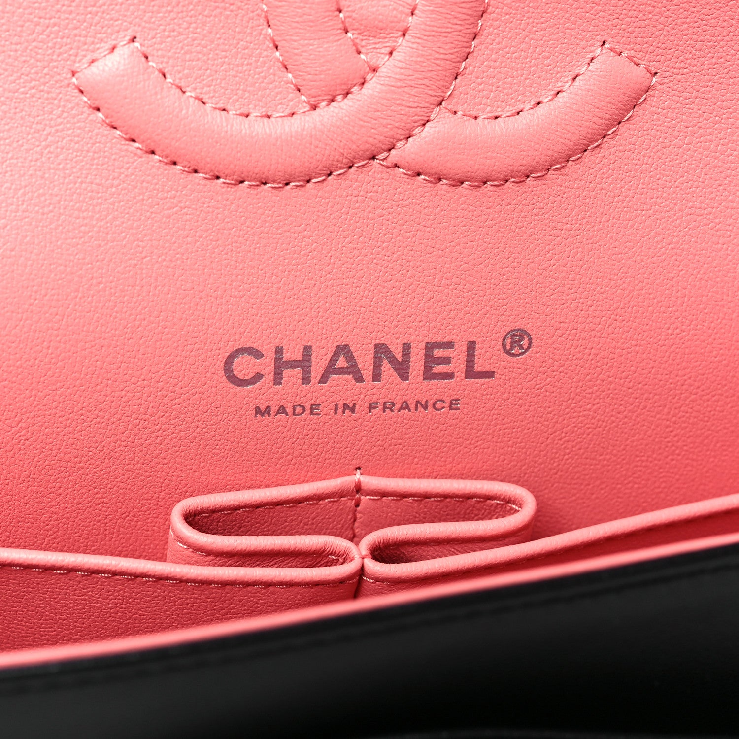 Chanel Lambskin Quilted Medium Double Flap Black Pink 6 of 10