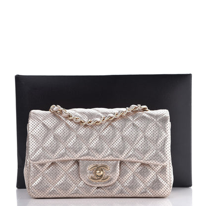 Chanel Metallic Lambskin Perforated Mini Rectangular Flap Light Gold 8 of 8