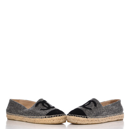 Chanel Tweed Velvet CC Espadrilles 41 Grey Black 5 of 11