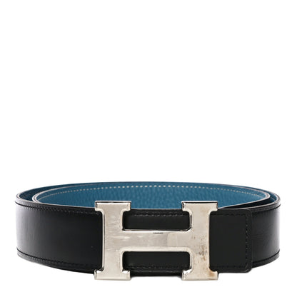 Hermes Box Togo 32mm H Belt 85 Black Blue Jean 1 of 11