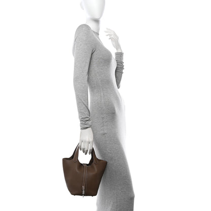Hermes Taurillon Clemence Picotin Lock 18 PM Etoupe 2 of 10