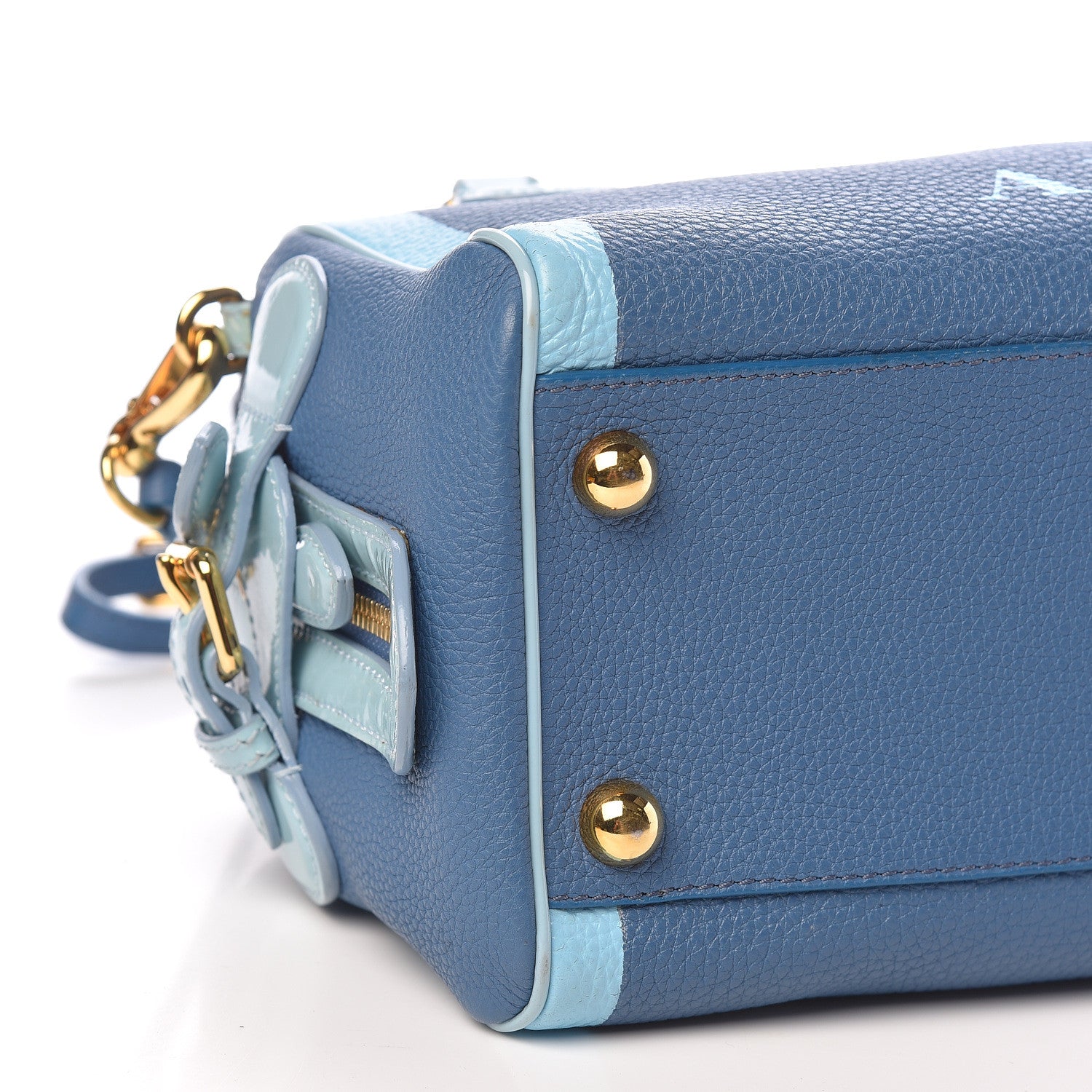 Burberry Grained Calfskin Little Bee Bowling Bag Blue 7 of 9