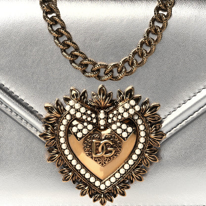 Dolce & Gabbana Metallic Nappa Small Devotion Top Handle Bag Silver 7 of 10