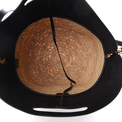 Celine Raffia Calfskin Basket Bag Natural Black 4 of 8