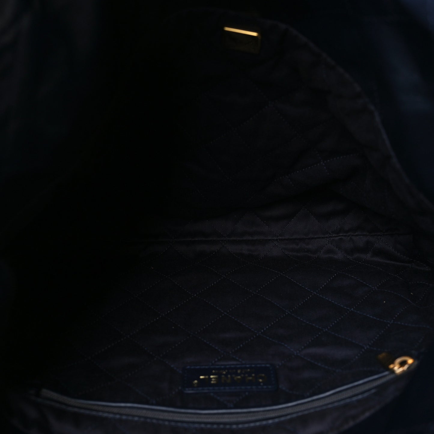 Shiny Calfskin Quilted Small Chanel 22 Navy
