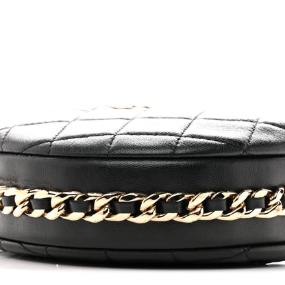 Chanel Lambskin Quilted Chain Around Pouch Hobo Black 10 of 11