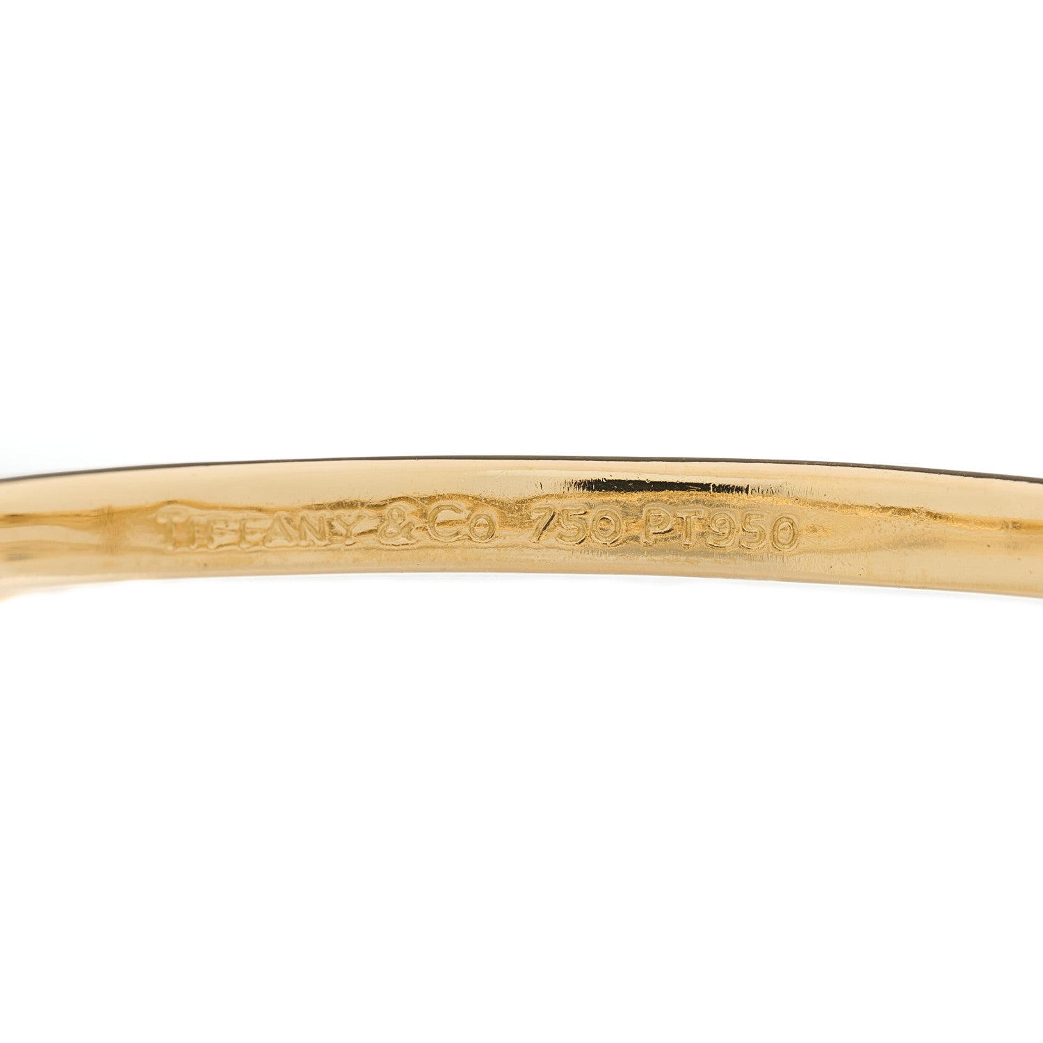 Tiffany 18K Yellow Gold Platinum Diamond 4.5mm Etoile Bangle Bracelet 3 of 4