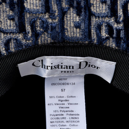 Christian Dior Velvet Oblique Large Brim Bucket Hat 57 Bleu Marine 8 of 9