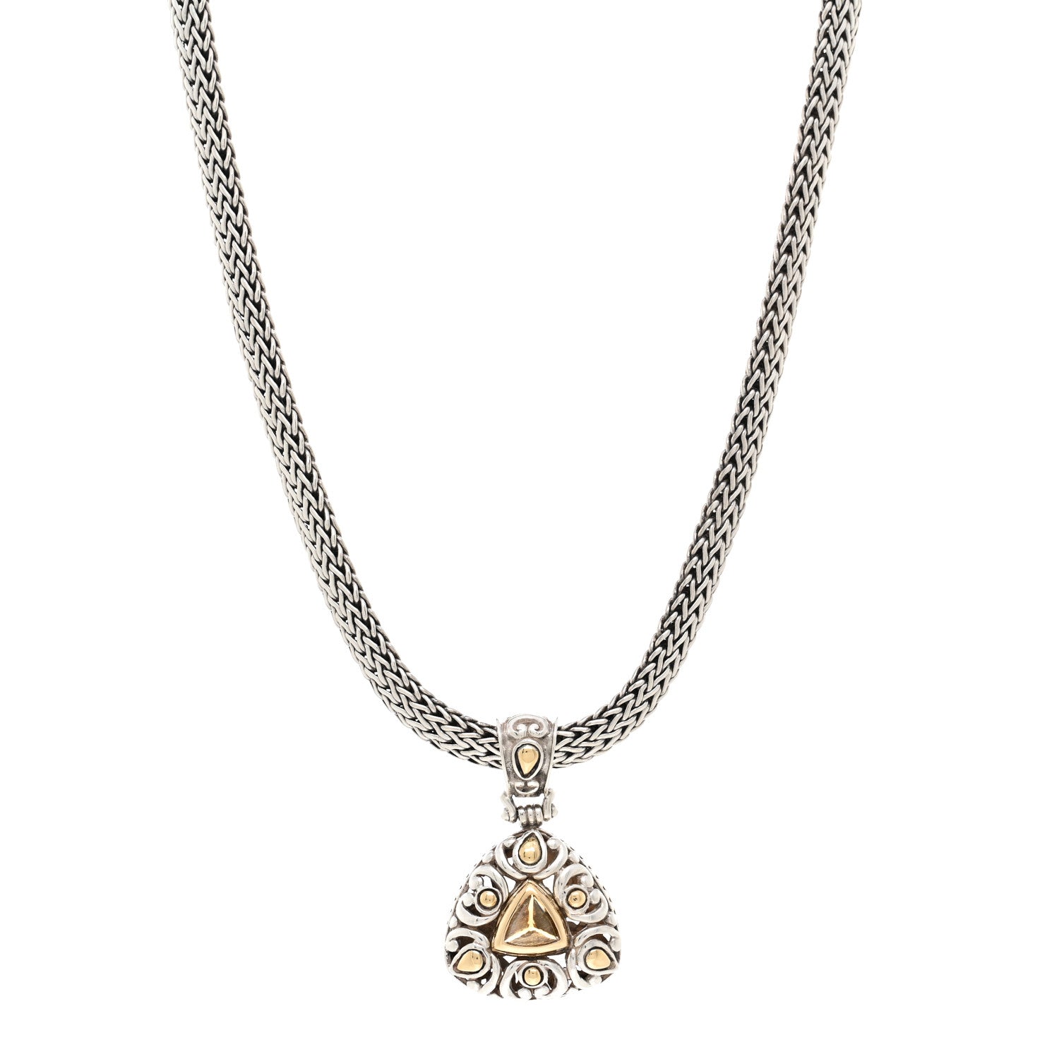 John Hardy Sterling Silver 18K Yellow Gold Citrine Batu Sari Pendant Necklace 1 of 5