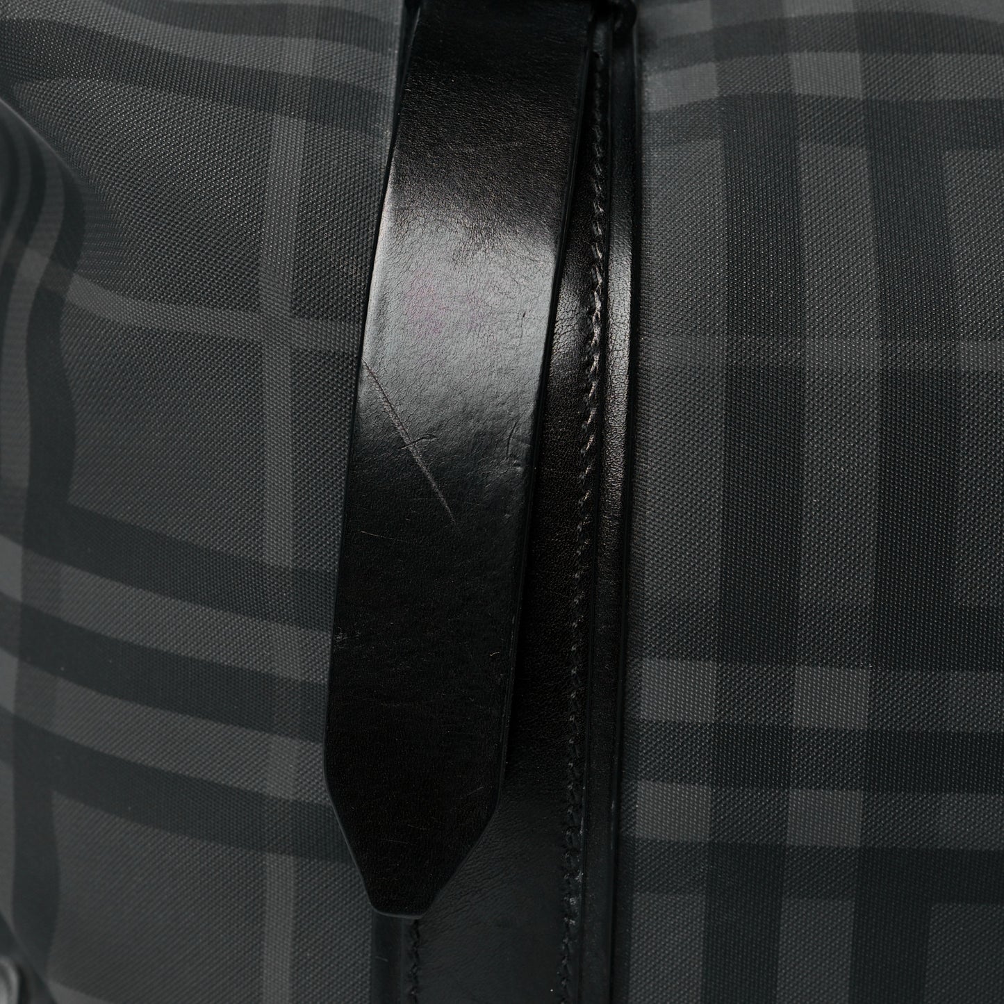 Nylon Smoked Check Weekend Duffle Bag Black