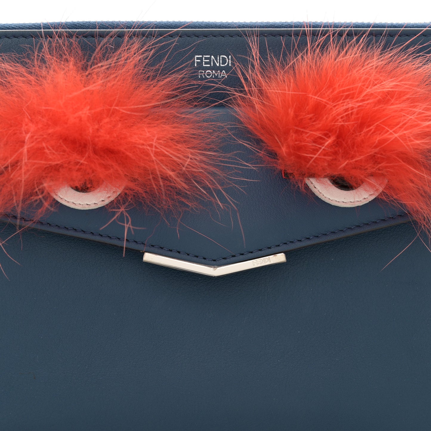 Vitello Dolce Fox Fur Monster Eyes Mini 2Jours Pouch Navy