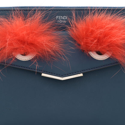 Fendi Vitello Dolce Fox Fur Monster Eyes Mini 2Jours Pouch Navy 8 of 15
