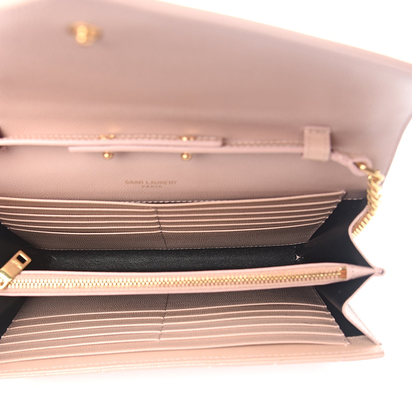 Grain De Poudre Matelasse Chevron Monogram Chain Wallet Pale Pink