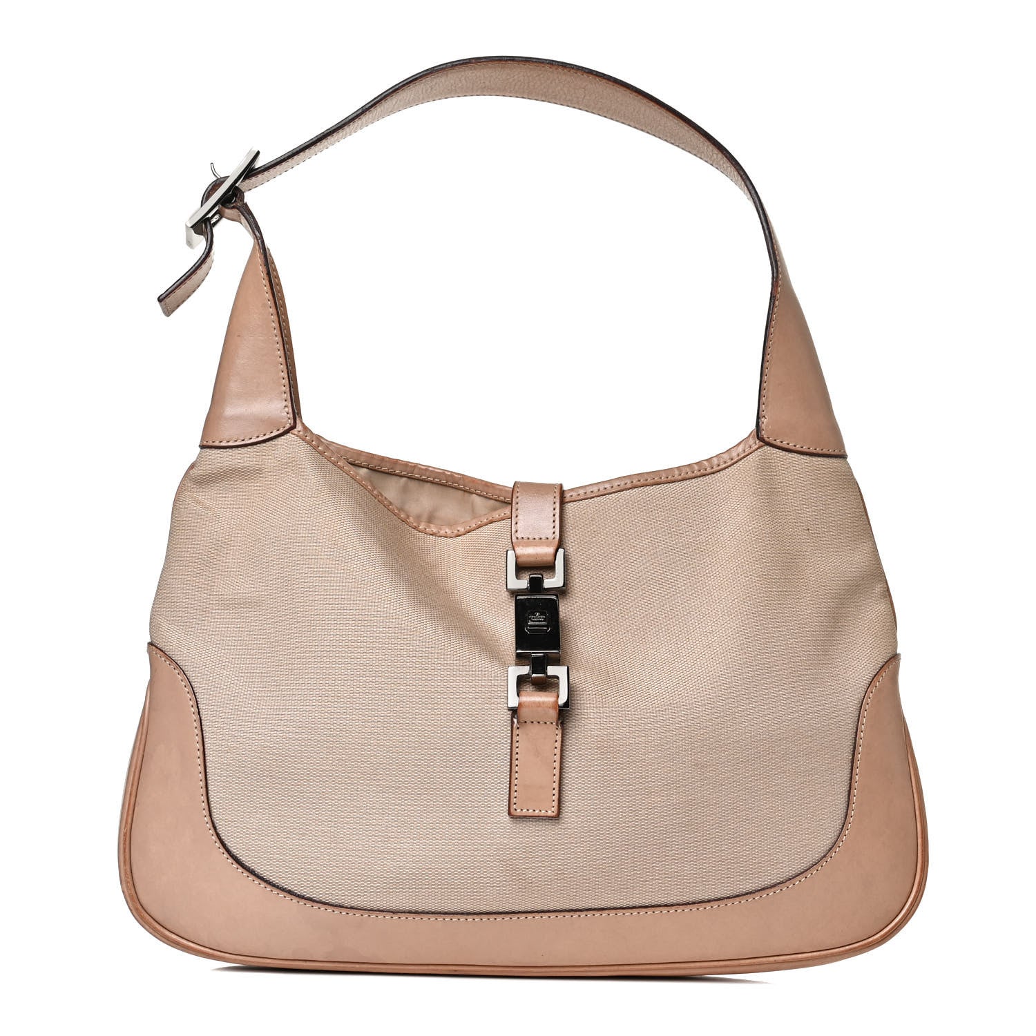 Gucci Canvas Calfskin Jackie O Hobo Beige 1 of 25