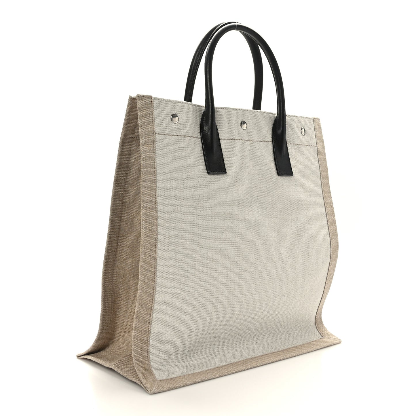Linen Calfskin Rive Gauche North South Tote Optic White