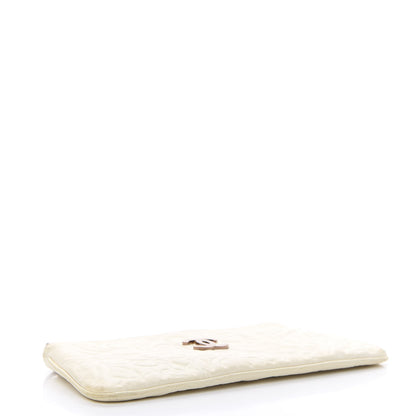 Chanel Lambskin Camellia Embossed Pochette White 3 of 10