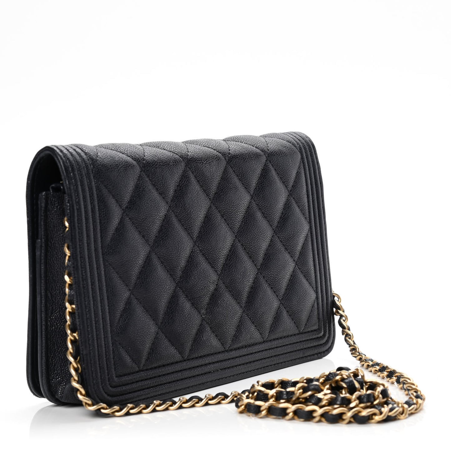 Caviar Quilted Boy Wallet On Chain WOC Navy