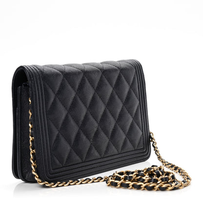 Chanel Caviar Quilted Boy Wallet On Chain WOC Navy 2 of 6