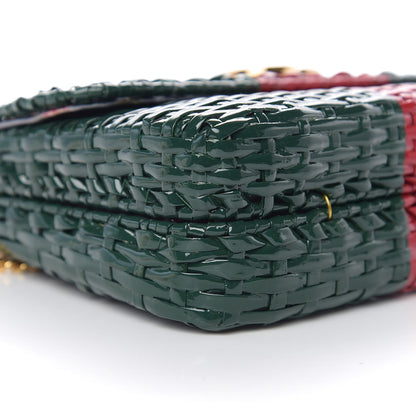 Gucci Glazed Wicker Stripe Small Cestino Shoulder Bag Green 7 of 9