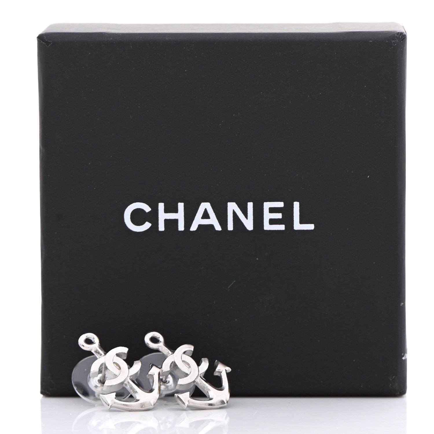 Chanel Metal Anchor CC Earrings Silver 5 of 5