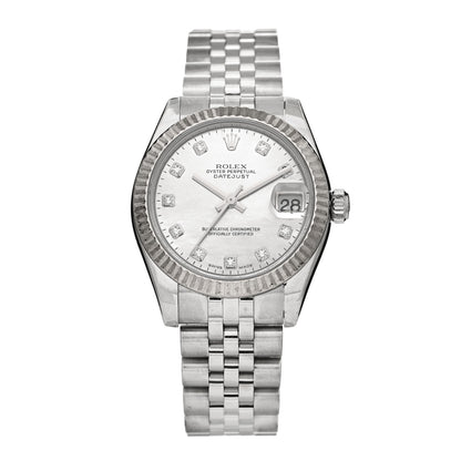 Rolex Stainless Steel 18K White Gold Diamond Mother of Pearl 31mm Oyster Perpetual Datejust Watch 178274 1 of 4