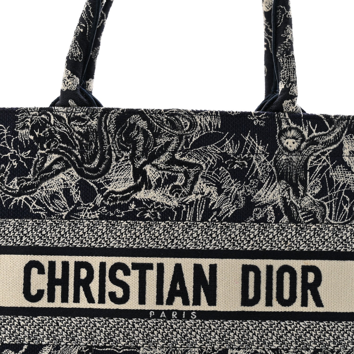 Christian Dior Canvas Embroidered Medium Toile De Jouy Reverse Book Tote Blue 8 of 14