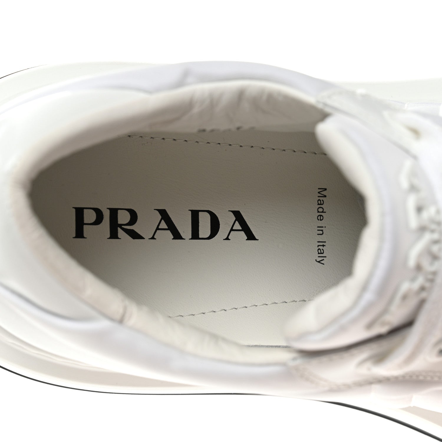 Prada Re-Nylon Spazzolato Rubber Triangle Logo Macro Quilted Mens 35mm Platform Sneakers 10 White 7 of 9