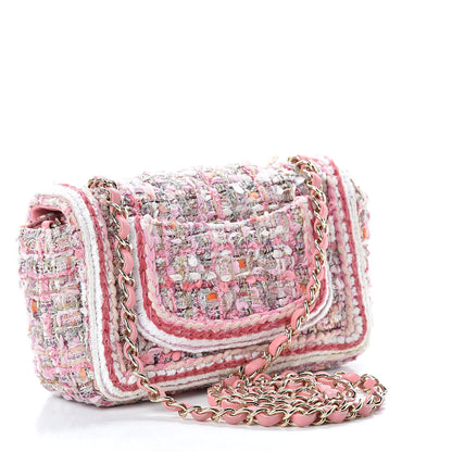 Chanel Tweed Braid Mini Flap White Pink 3 of 14