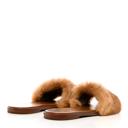Louis Vuitton Mink Fur Lock It Flat Mule 40 Beige 4 of 14