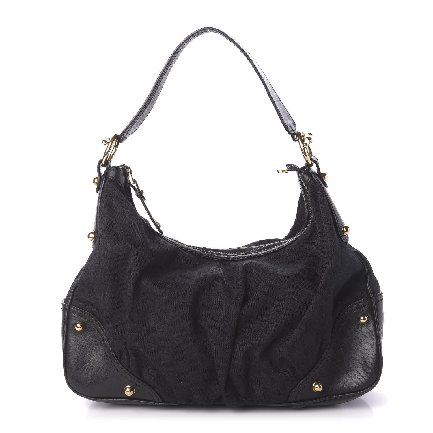 Gucci Monogram Medium Jockey Hobo Black 1 of 10