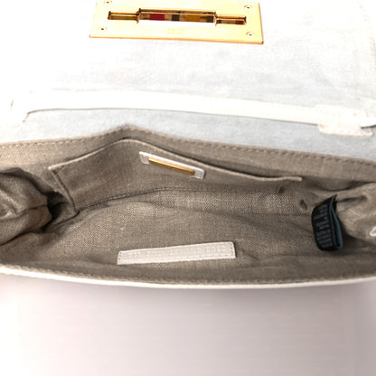 Fendi Fabric Calfskin Woven Crossbody White Multicolor 4 of 9