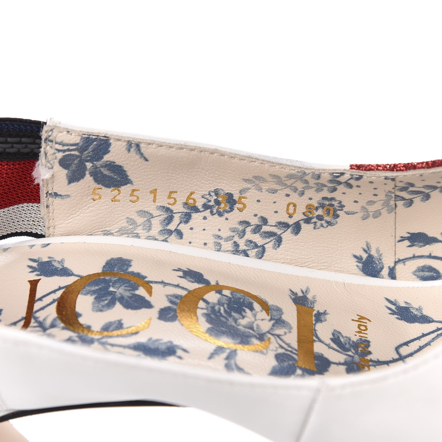 Gucci Calfskin Glitter Web High Heel Slingback Pumps 35 White 9 of 10