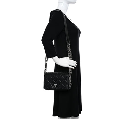 Chanel Lambskin Quilted Small Chain Rows Flap Black 2 of 11