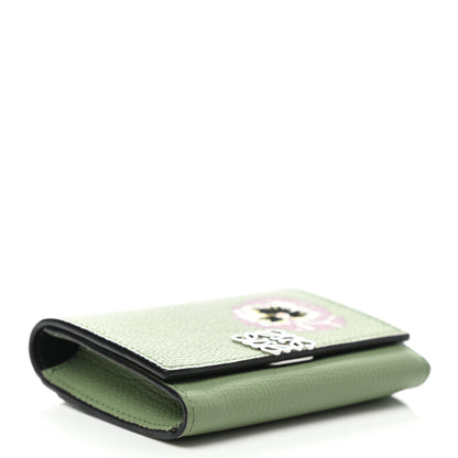 Loewe Pebble Grain Calfskin Pansies Print Coin Cardholder Rosemary 4 of 7
