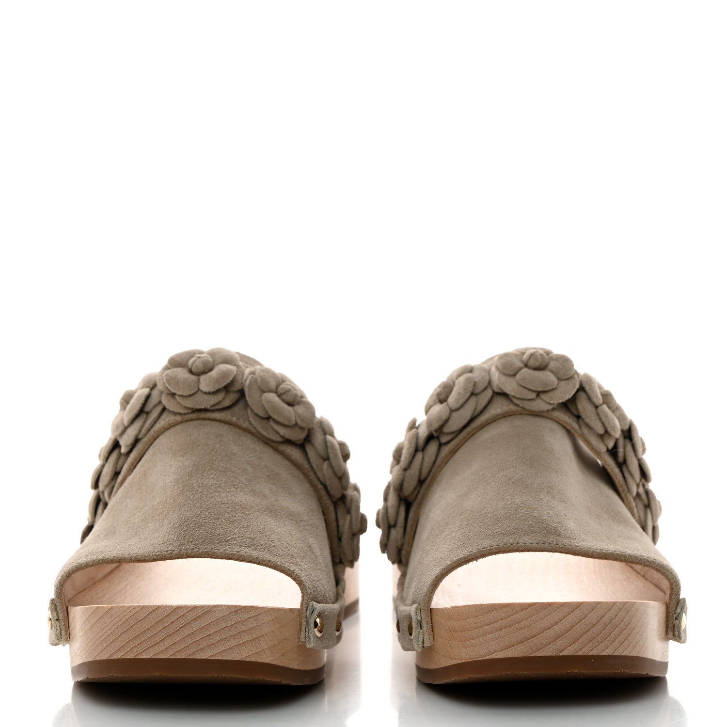Chanel Suede Calfskin Camellia Mules 38 Beige 2 of 10