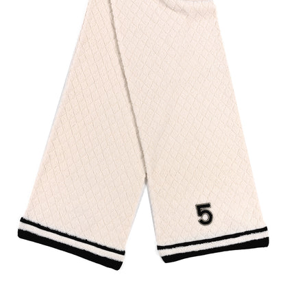 Chanel Cashmere Blend Knit CC Scarf White Black 2 of 3